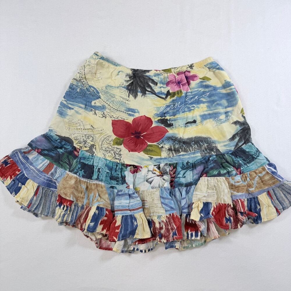 Jams World Tropique Women’s M Tropical Hawaiian Rayon Tiered Ruffle Mini Skirt